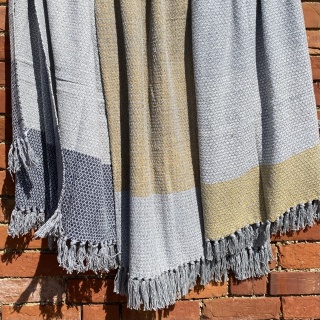 Two-Tone Fair Trade Cotton Throw 100% Cotton  150cm x 130cm